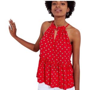 🆕 Marigold Peplum Halter Tank Top/Cami